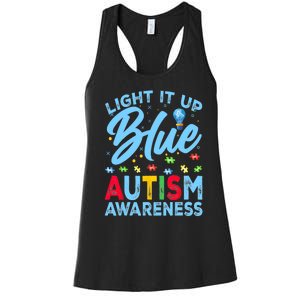 Light It Up Blue Autism Awareness Women's Racerback Tank