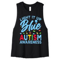 Light It Up Blue Autism Awareness Women's Racerback Cropped Tank