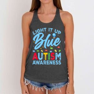 Light It Up Blue Autism Awareness Women's Knotted Racerback Tank