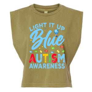 Light It Up Blue Autism Awareness Garment-Dyed Women's Muscle Tee