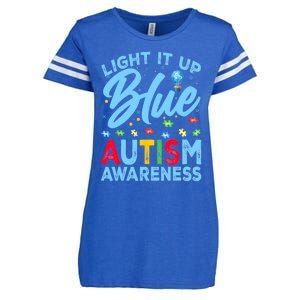 Light It Up Blue Autism Awareness Enza Ladies Jersey Football T-Shirt