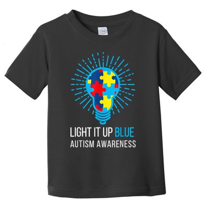 Light It Up Blue Autism Awareness Ribbon Puzzle Pieces Toddler T-Shirt