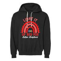 Light It Up Red For Autism Acceptance Red Rainbow Garment-Dyed Fleece Hoodie