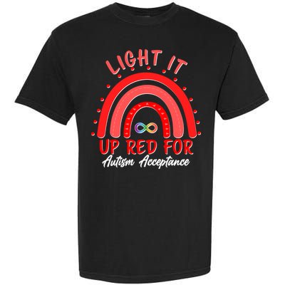Light It Up Red For Autism Acceptance Red Rainbow Garment-Dyed Heavyweight T-Shirt