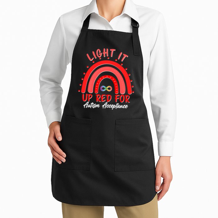 Light It Up Red For Autism Acceptance Red Rainbow Apron