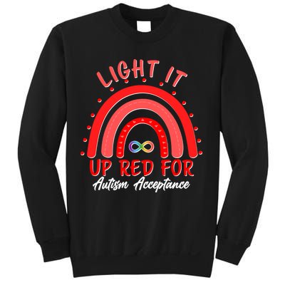 Light It Up Red For Autism Acceptance Red Rainbow Sweatshirt