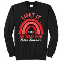Light It Up Red For Autism Acceptance Red Rainbow Sweatshirt