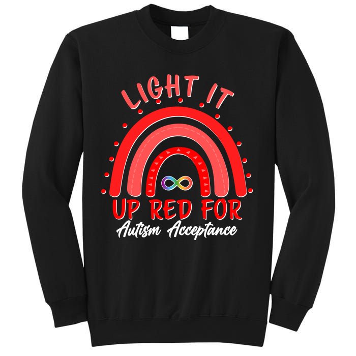 Light It Up Red For Autism Acceptance Red Rainbow Sweatshirt
