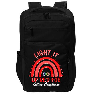 Light It Up Red For Autism Acceptance Red Rainbow Impact Tech Backpack