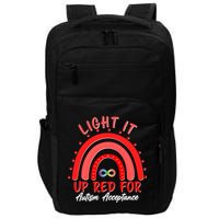 Light It Up Red For Autism Acceptance Red Rainbow Impact Tech Backpack