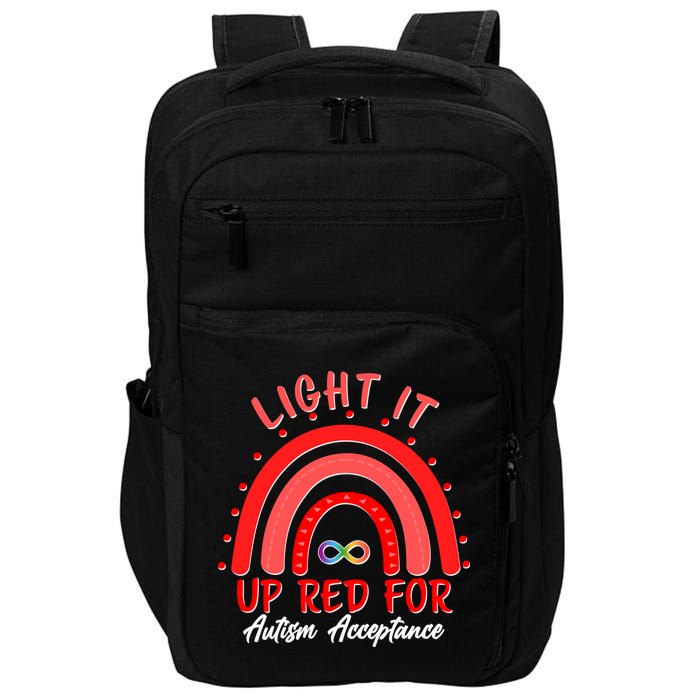 Light It Up Red For Autism Acceptance Red Rainbow Impact Tech Backpack