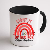 Light It Up Red For Autism Acceptance Red Rainbow Mug