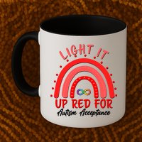 Light It Up Red For Autism Acceptance Red Rainbow Mug