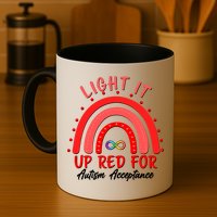Light It Up Red For Autism Acceptance Red Rainbow Mug