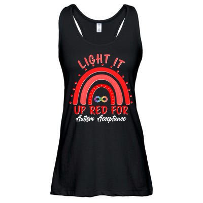 Light It Up Red For Autism Acceptance Red Rainbow Ladies Essential Flowy Tank