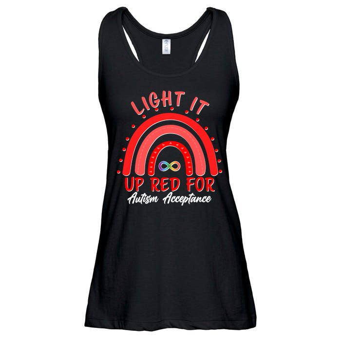 Light It Up Red For Autism Acceptance Red Rainbow Ladies Essential Flowy Tank