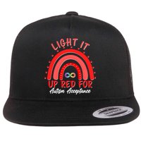 Light It Up Red For Autism Acceptance Red Rainbow Flatbill Hat