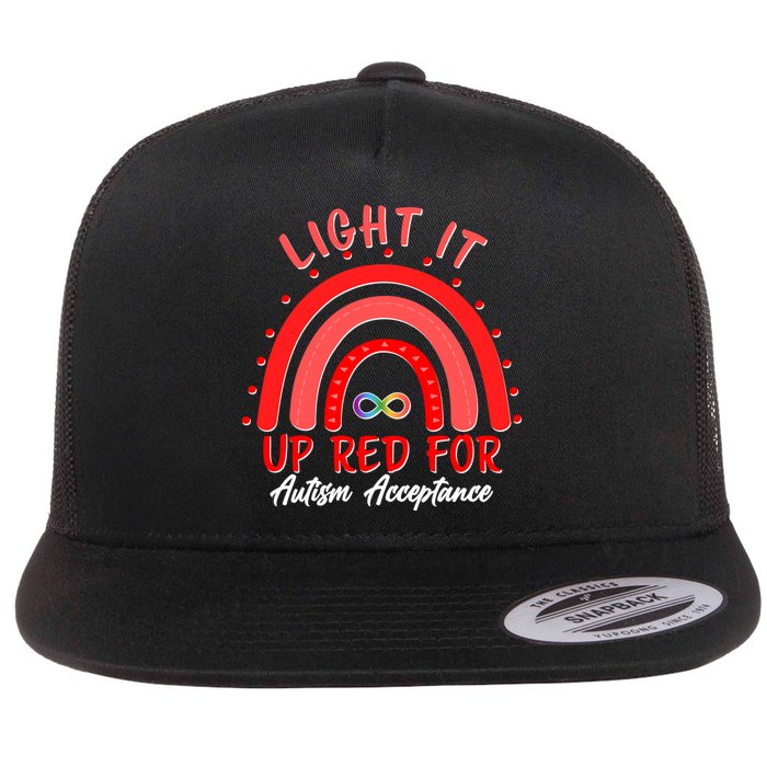 Light It Up Red For Autism Acceptance Red Rainbow Flatbill Hat