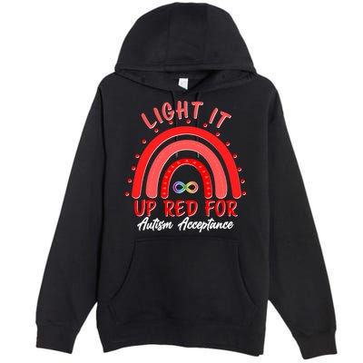 Light It Up Red For Autism Acceptance Red Rainbow Premium Pullover Hoodie