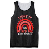 Light It Up Red For Autism Acceptance Red Rainbow Mesh Reversible Basketball Jersey Tank