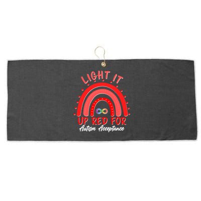 Light It Up Red For Autism Acceptance Red Rainbow Large Microfiber Waffle Golf Towel