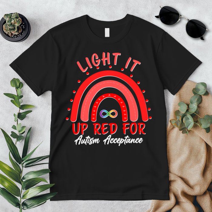 Light It Up Red For Autism Acceptance Red Rainbow Premium T-Shirt