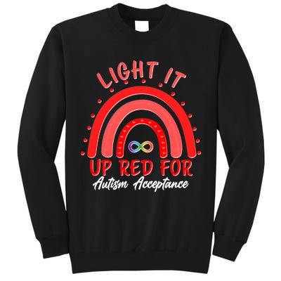 Light It Up Red For Autism Acceptance Red Rainbow Tall Sweatshirt