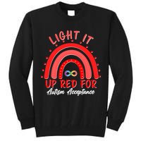 Light It Up Red For Autism Acceptance Red Rainbow Tall Sweatshirt
