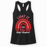 Light It Up Red For Autism Acceptance Red Rainbow Womens Tank Top