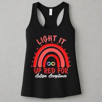 Light It Up Red For Autism Acceptance Red Rainbow Womens Tank Top