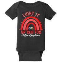 Light It Up Red For Autism Acceptance Red Rainbow Baby Bodysuit