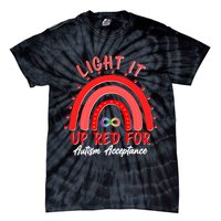 Light It Up Red For Autism Acceptance Red Rainbow Tie-Dye T-Shirt