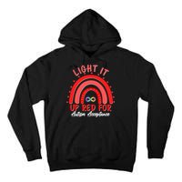 Light It Up Red For Autism Acceptance Red Rainbow Tall Hoodie