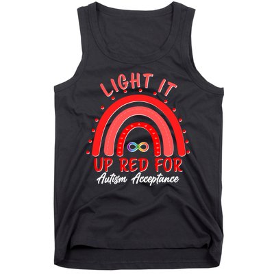 Light It Up Red For Autism Acceptance Red Rainbow Tank Top