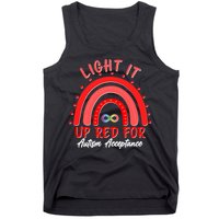 Light It Up Red For Autism Acceptance Red Rainbow Tank Top