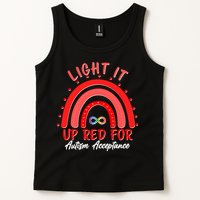 Light It Up Red For Autism Acceptance Red Rainbow Tank Top