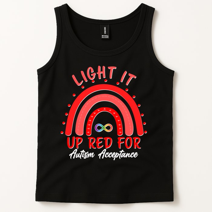 Light It Up Red For Autism Acceptance Red Rainbow Tank Top