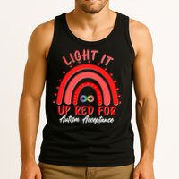 Light It Up Red For Autism Acceptance Red Rainbow Tank Top