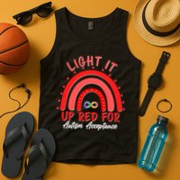 Light It Up Red For Autism Acceptance Red Rainbow Tank Top
