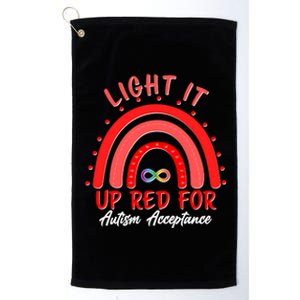 Light It Up Red For Autism Acceptance Red Rainbow Platinum Collection Golf Towel