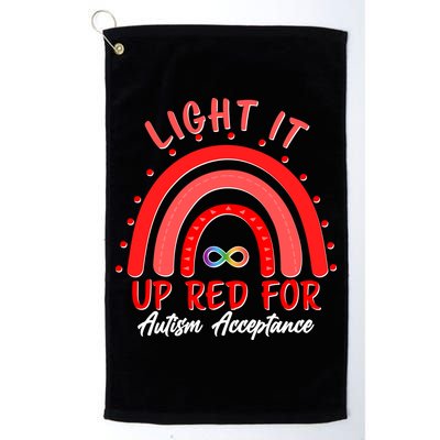 Light It Up Red For Autism Acceptance Red Rainbow Golf Towel