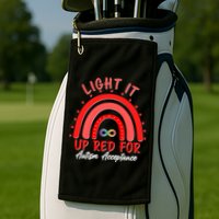 Light It Up Red For Autism Acceptance Red Rainbow Golf Towel