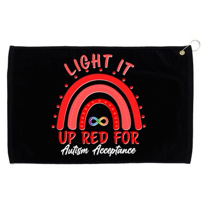 Light It Up Red For Autism Acceptance Red Rainbow Grommeted Golf Towel