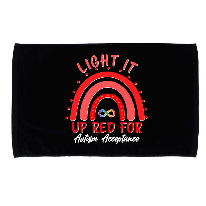 Light It Up Red For Autism Acceptance Red Rainbow Microfiber Hand Towel