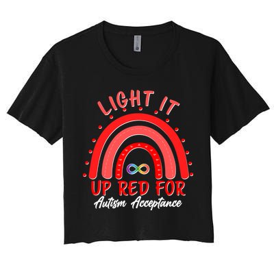 Light It Up Red For Autism Acceptance Red Rainbow Crop Top