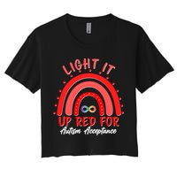 Light It Up Red For Autism Acceptance Red Rainbow Crop Top