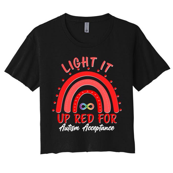 Light It Up Red For Autism Acceptance Red Rainbow Crop Top