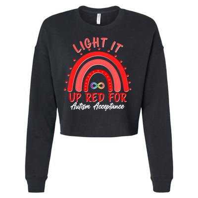Light It Up Red For Autism Acceptance Red Rainbow Cropped Pullover Crew