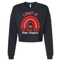 Light It Up Red For Autism Acceptance Red Rainbow Cropped Pullover Crew