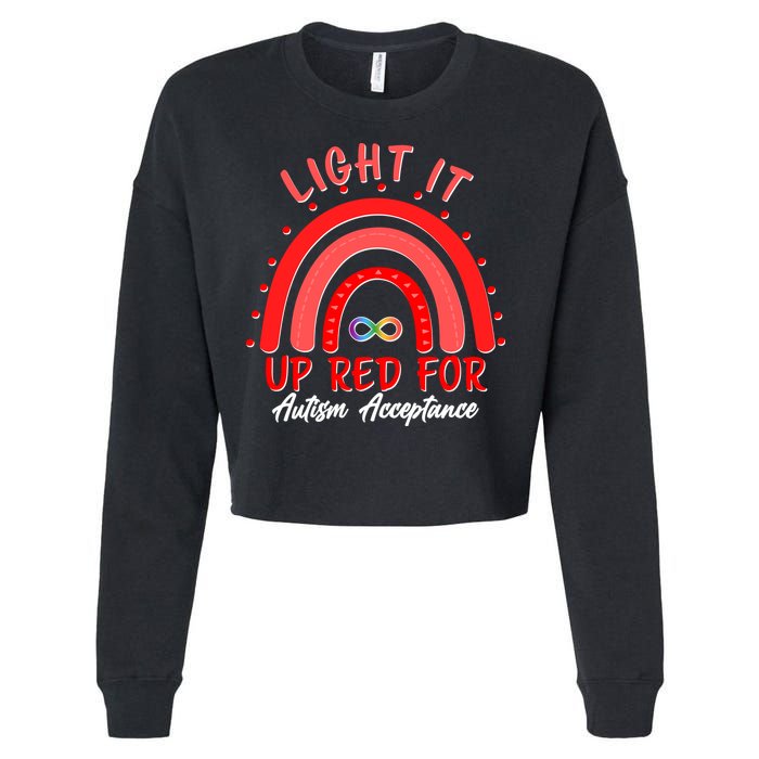 Light It Up Red For Autism Acceptance Red Rainbow Cropped Pullover Crew